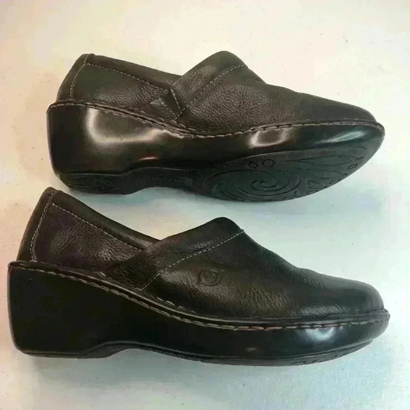 Born Brown leather slip on loafers wedge heel size 8M/39 runs small. - Picture 3 of 8